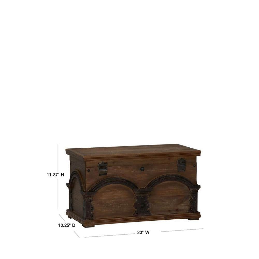 Antique Arch Brown Solid Wood Storage Trunk 20"