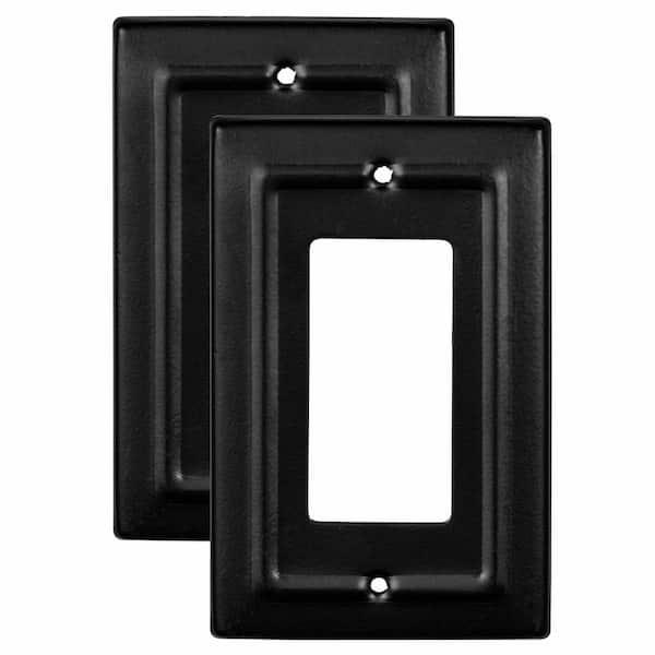 Monarch Abode Architectural 1-Gang Black Decorator/Rocker Metal Wall Plate (2-Pack)