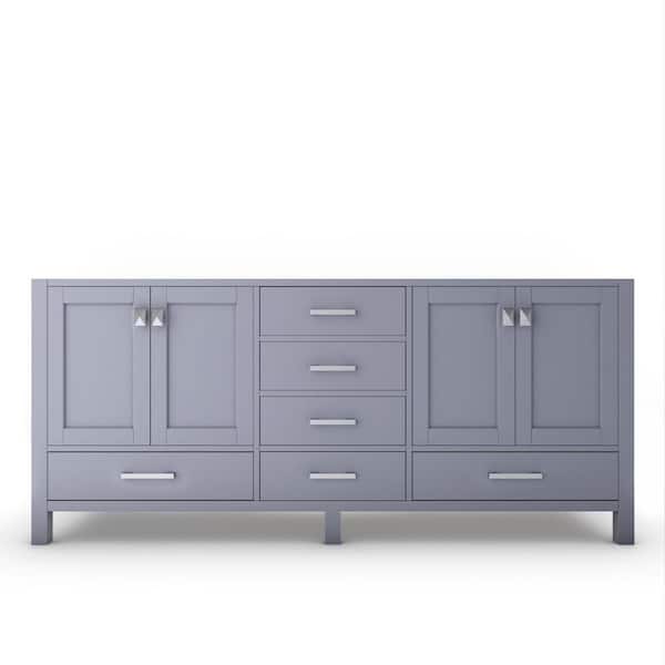 castellousa Yamyam 71 in. W x 21.75 in. D x 33 in. H Double Basin Bath Vanity Cabinet without Top in Matte Gray with Chrome Trim
