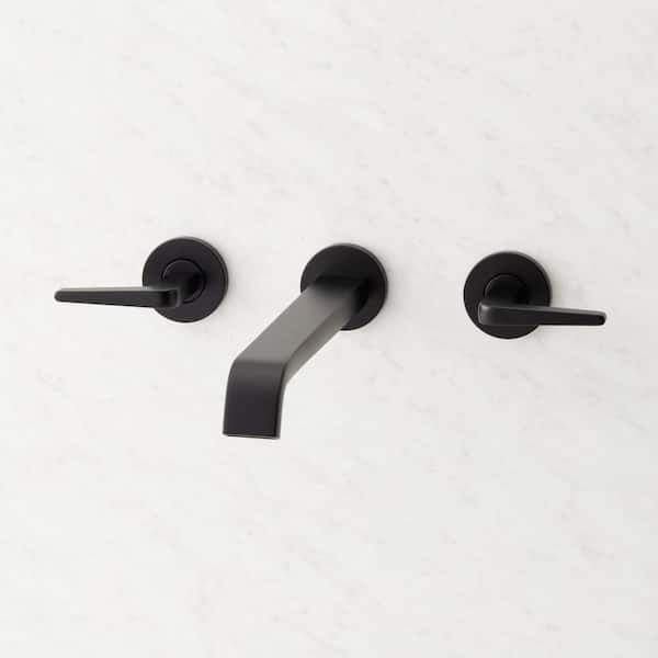 SIGNATURE HARDWARE Drea 2-Handle Wall Mount Roman Tub Faucet in Matte Black