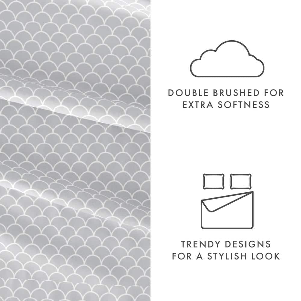 Light Gray Chevron Twin Cotton Polyester Deep Pocket Bedding Set
