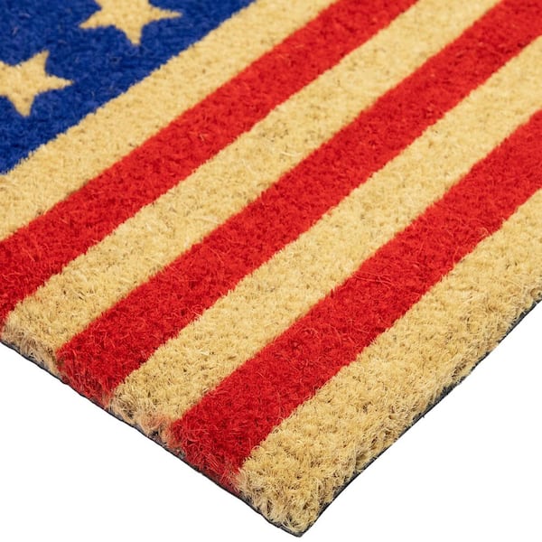 Americana Stripes and Stars Coir Outdoor Doormat-18" x 30"