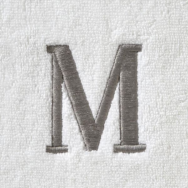 MWM-07202 M - Cotton velour monogram towel () - White/Black - The