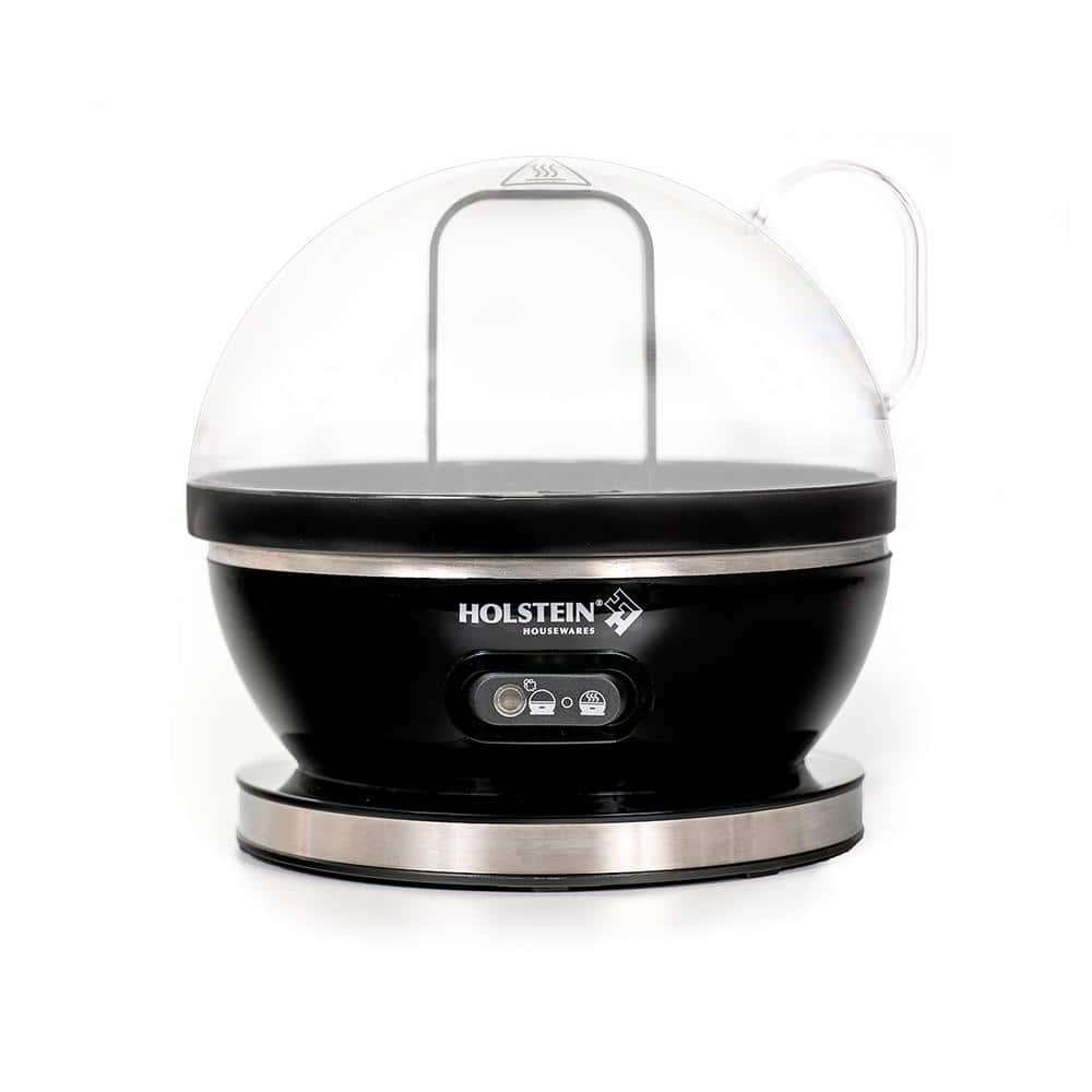 HOLSTEIN HOUSEWARES 7Egg Stainless Steel and Black Egg Cooker HH