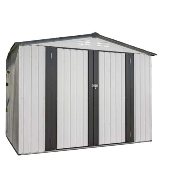 Wini, 8 ft. W x 6 ft. D, Outdoor All Weather Metal Storage Sheds with 2-Lockable Doors, White, 43.23 sq. ft.