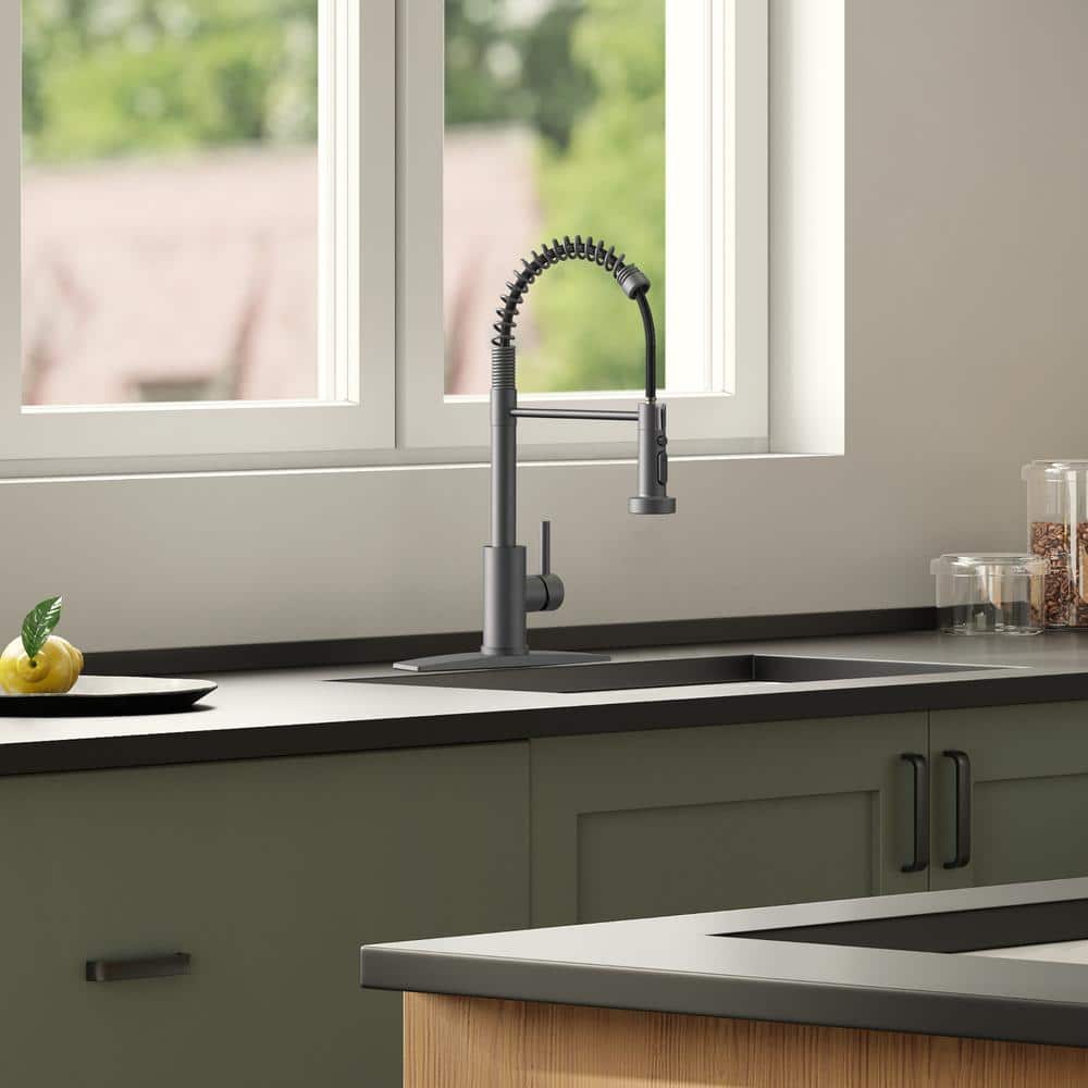 Matte Black Stainless Steel Pull Down Kitchen Faucet