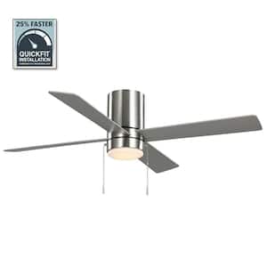 Scenic 52 in. Integrated LED Indoor Brushed Nickel Hugger Ceiling Fan with Reversible Motor & Reversible Blades Included