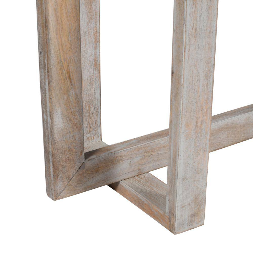 Rustic Light Brown Mango Wood 60" Console Table with Geometric Base