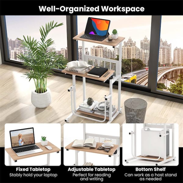 Costway 21 in. White Wood Stand Up Desk with Height