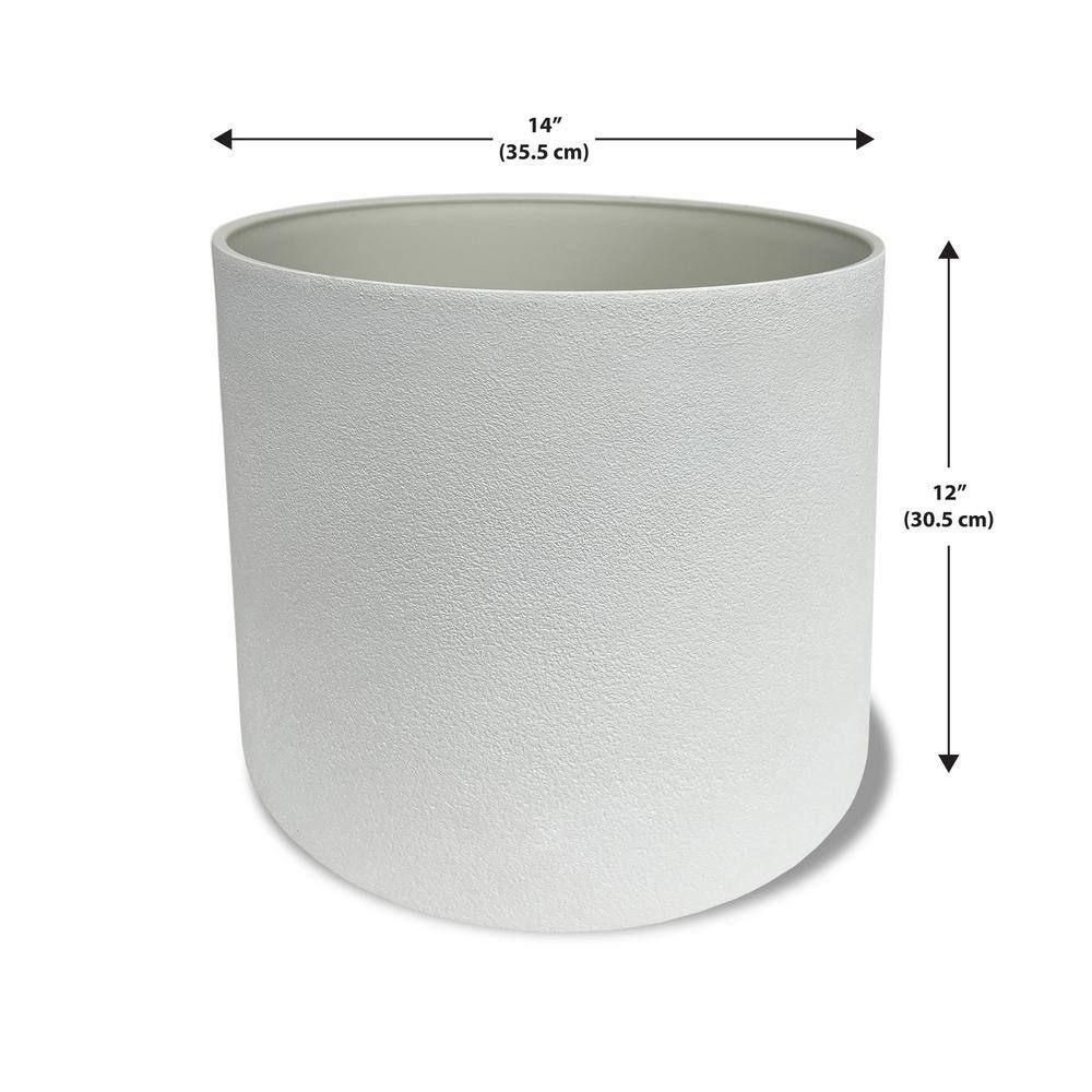 White Composite Round Outdoor Planters (Set of 2)