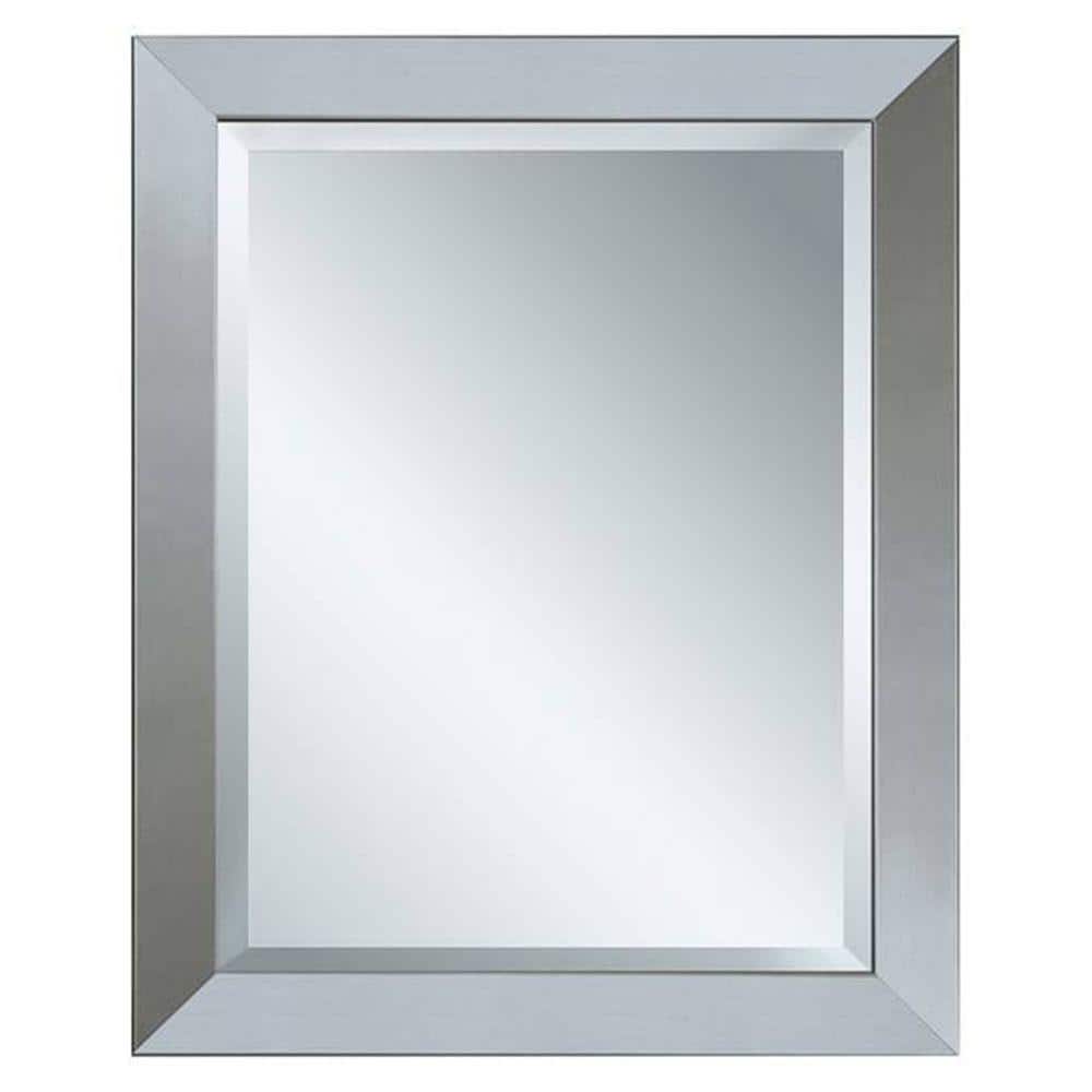 Glacier Bay 28 in. x 22 in. Framed Mirror in Brushed Nickel 8343 The