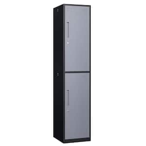 4-Tier Metal Locker for Gym, School, Office, Storage Locker Cabinets with 2 Doors in Black&Grey for Employees
