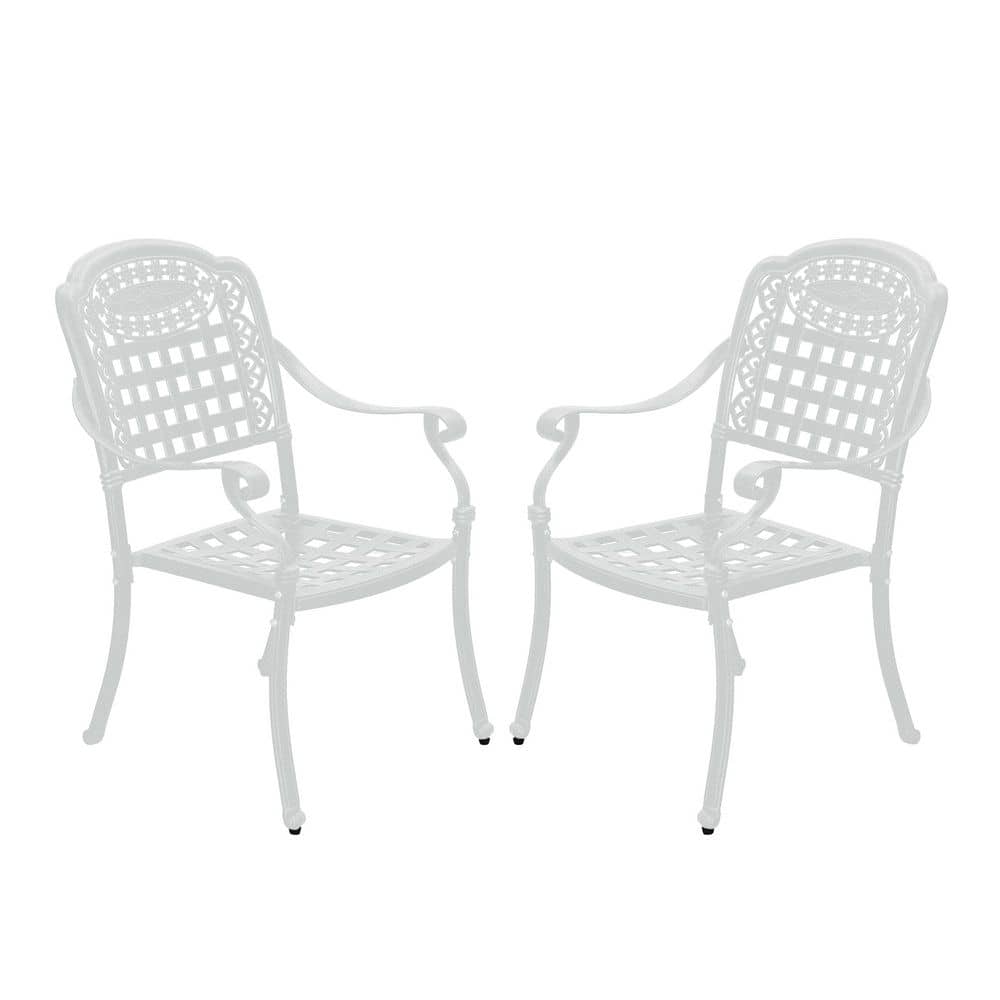 White Cast Aluminum Outdoor Patio Dining Chair Ergonomic Seat with Armrests Set of 2 price history on PriceWatchPro