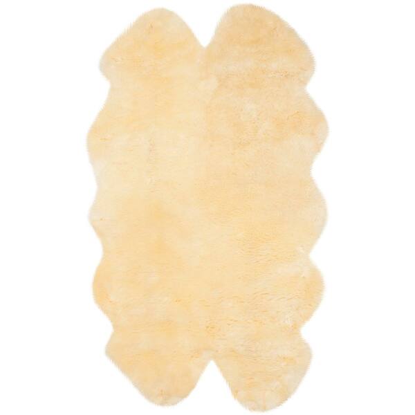 Sheep Skin 4 X 6 Champagne Solid Color Area Rug