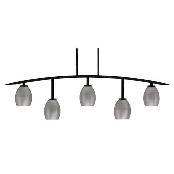 Unbranded Siena 5-Light Matte Black Billiard-Light with Graphite Metal Shades