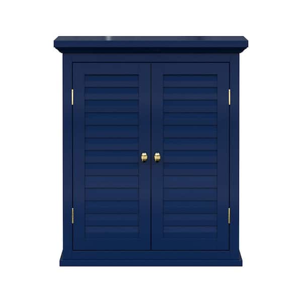 Teamson Home Glancy 7.01 in. W x 20.08 in. D x 24.02 in. H x Bathroom Storage Wall Cabinet in Navy