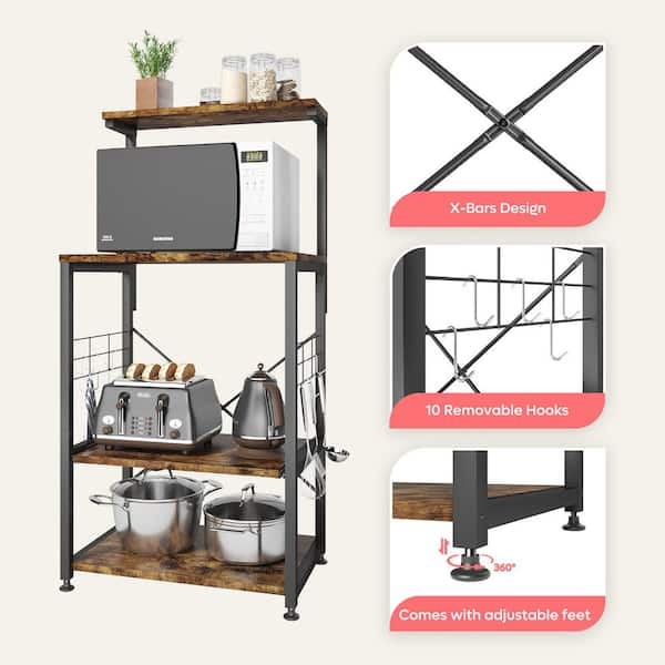 Bestier 31.5 in. Rustic Brown Baker's Rack with Microwave Compatibility  C078D-RST - The Home Depot