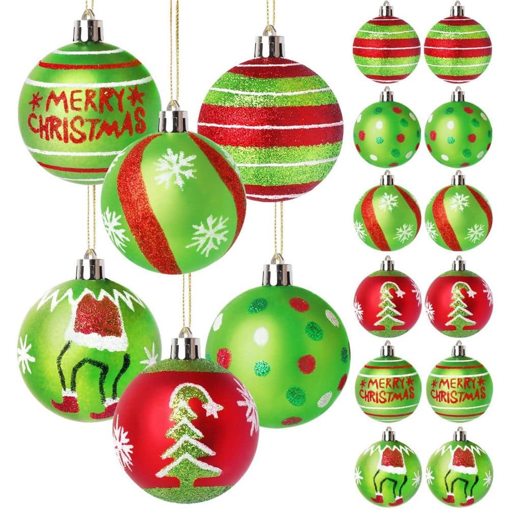 Boules De Noël Rouges Et Vertes - 12 Pièces, 5 Cm, Avec Corde, Pour Décoration De Sapin Et Déco Festive - 10