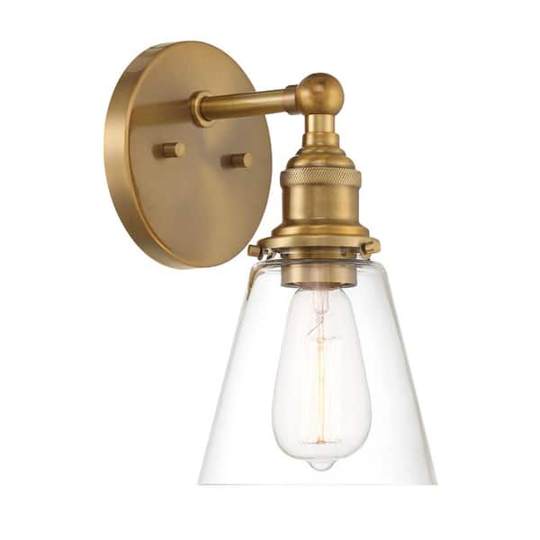 Minka Lavery Barwell 6-in. 1-Light Oxidized Aged Brass Vanity Bath Light with Clear Glass Shade