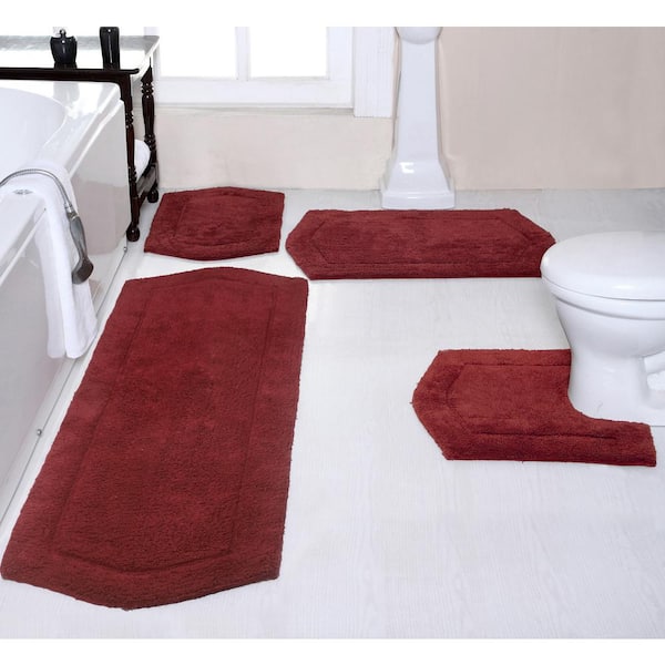 Garland Rug Traditional 4-Piece Bathroom Rug Set Red