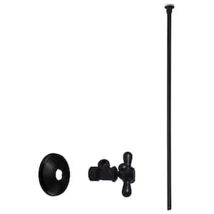 5/8 in. x 3/8 in. OD x 20 in. Flat Head Toilet Supply Line Kit with Cross Handle Angle Shut Off Valve, Matte Black
