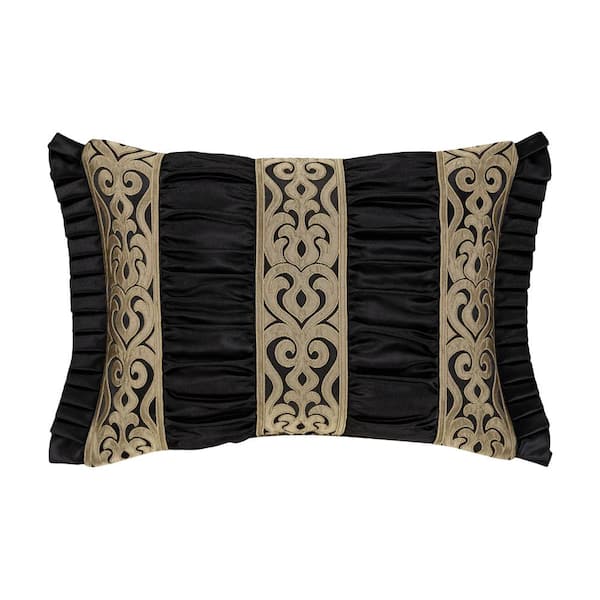 Unbranded Blythe Black and Gold Polyester Boudoir Decorative 15 in. x 20 in. Throw Pillow