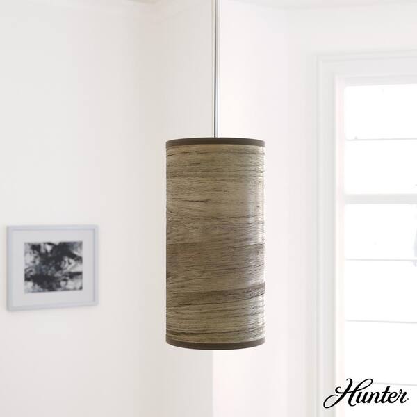 Hunter Solhaven 1-Light Brushed Nickel Island Mini-Pendant Light with Plastic Shade