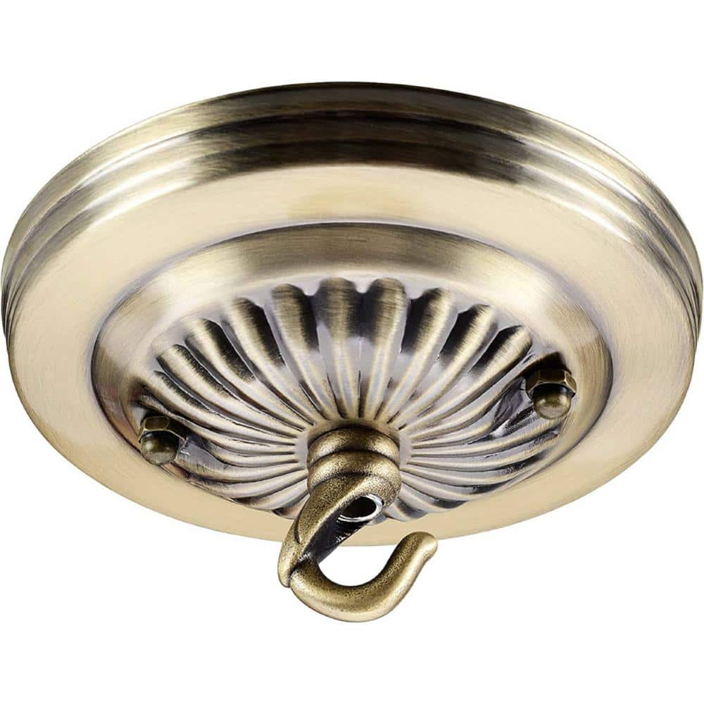 Antique Brass 5" Ceiling Fixture Canopy Kit with Hook