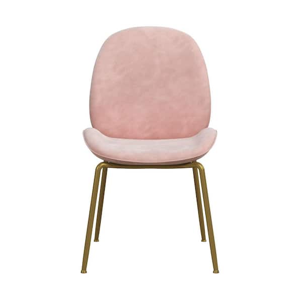 CosmoLiving by Cosmopolitan Astor Pink Velvet Upholstered Dining Chair with Brass Metal Leg