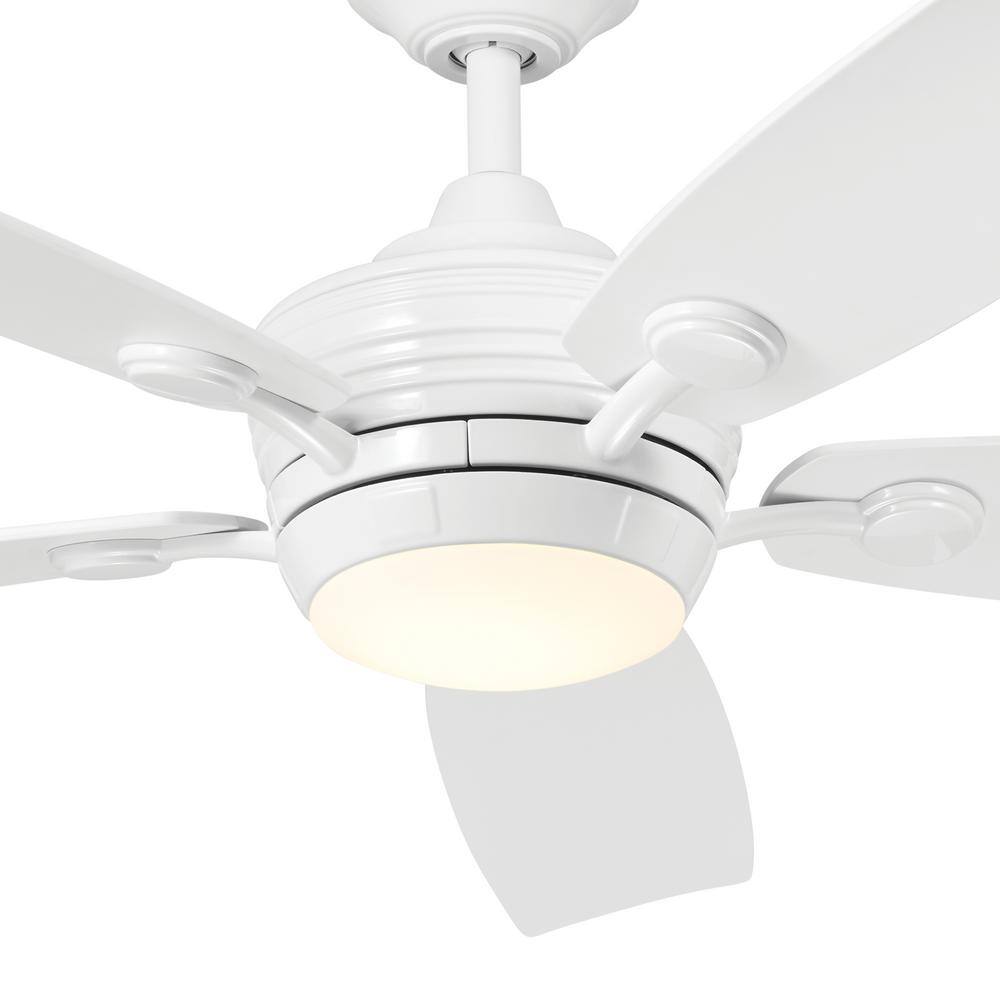 White 56-Inch 5-Blade Ceiling Fan with LED Light and Remote