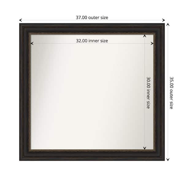Amanti Art Accent Bronze 37 in. x 35 in. Custom Non-Beveled Polystyrene Antique Framed Bathroom Vanity Wall Mirror
