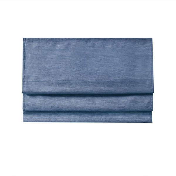 Madison Park Leighton Blue Cordless Printed Polyester 39 in. W x 64 in. L Room Darkening Roman Shade