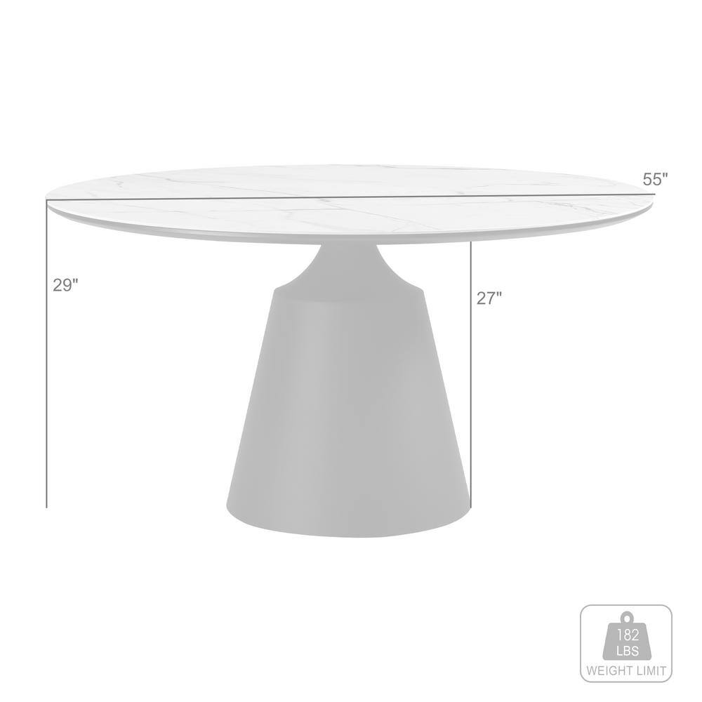 Knox Round Black Marble Top Dining Table with Pedestal Base