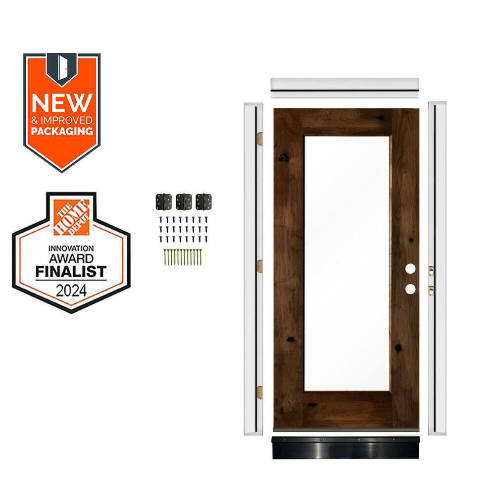 DIY 32 in. x 80 in. Left-Handed Full Clear Glass Provincial Stain Knotty Alder Wood Front Door Kit w/Quick Assemble Jamb price history on PriceWatchPro