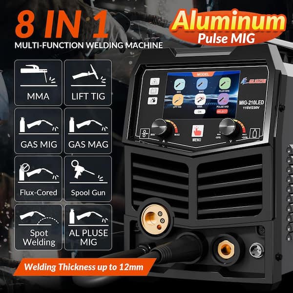 8-in-1 210 Amp Output 110/220 Volts Electric (AC) Multi-Process MIG Welder Dual Voltage