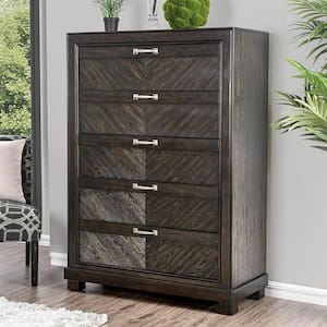 Argyros 5-Drawers Espresso Transitional Style Chest of Drawers