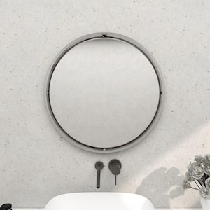 30 in. x 30 in. Minimalistic Round Medium Size Framed Silver Wall Mirror