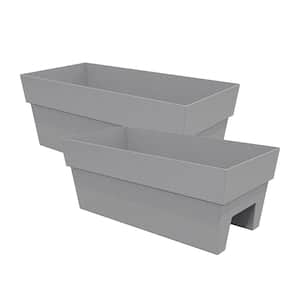 Finley 24 in. Deck Rail Plastic Planter, Heather Gray (2-Pack)
