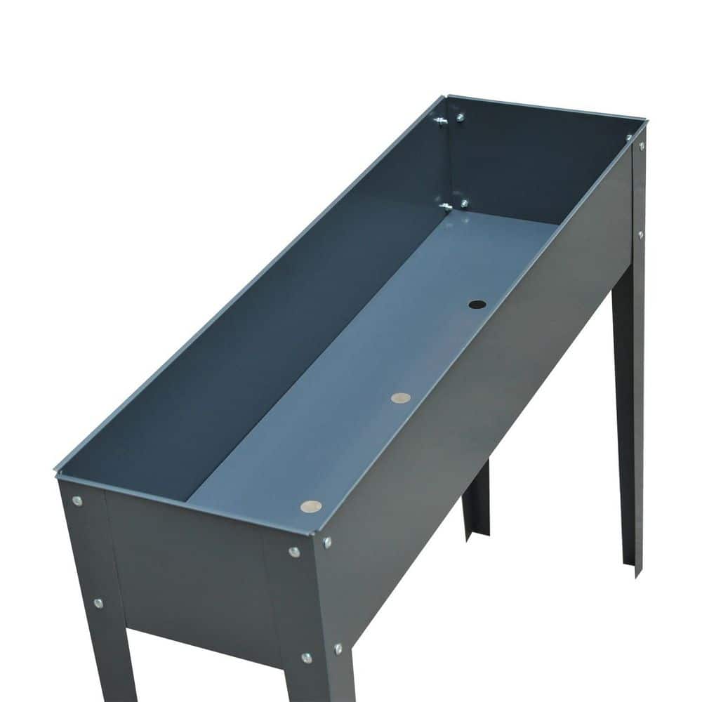 39.25 in. W x 11.75 in. D x 31.50 in. H Gray Steel Raised Planter Box, Rais