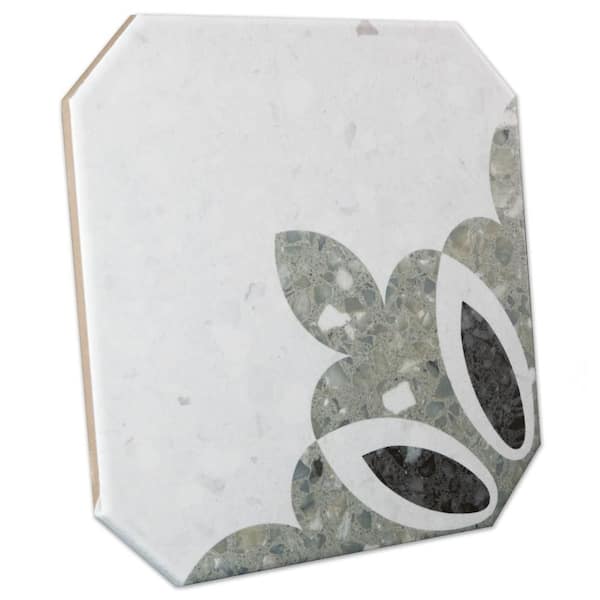Riviera Octagon Antibes Verde with Taco Beige 8 in. x 8 in. Porcelain Floor and Wall Tile (11.25 sq. ft. /Case)