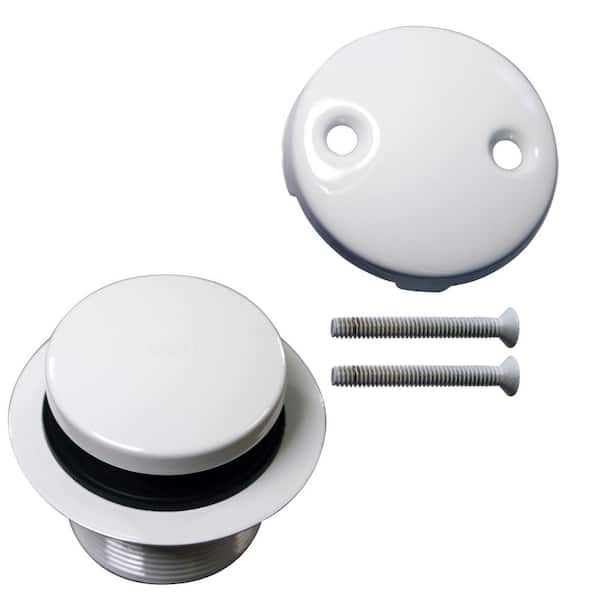 Powder Coat White D93-2-50 Westbrass Tip Toe Tub Trim Set with Two-Hole Overflow Faceplate 