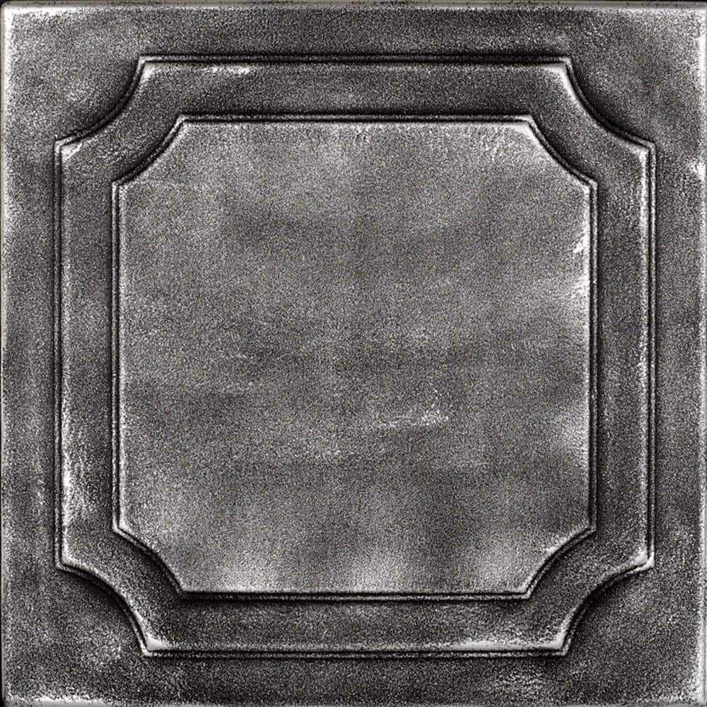 Black Silver Faux Tin Polystyrene Glue-Up Ceiling Tile