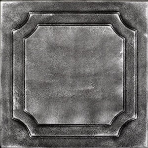 Virginian Black Silver 1.6 ft. x 1.6 ft. Decorative Foam Glue Up Ceiling Tile (21.6 sq. ft./Case)