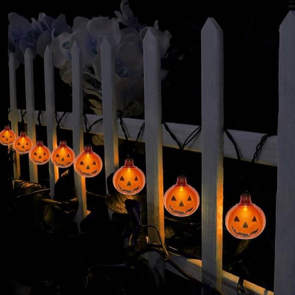 8.5ft Halloween pumpkin lights, 10 clear orange LED bulbs