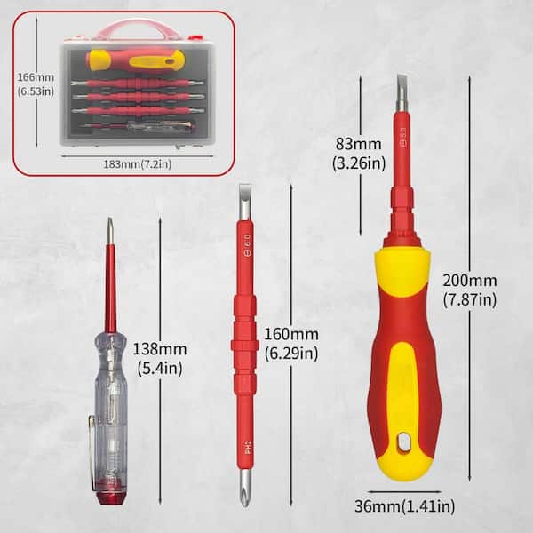 Yichuhaoxi Insulated Screwdriver Set 7.28 in. Shank 6 Bit Red