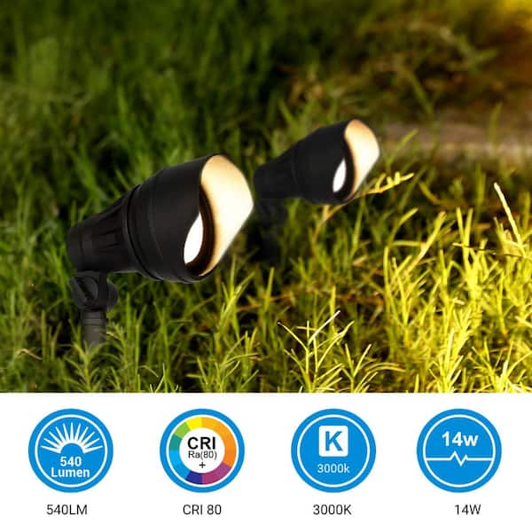 60-Watt Equivalent Low Voltage Black Plug-in Integrated LED Waterproof Path Light (4-Pack)