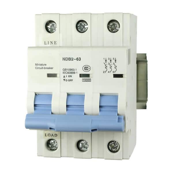 63 Amp, 480-Volt AC, 3 Pole, DIN Rail Mount Miniature Circuit Breaker, Trip Curve: C, UL1077