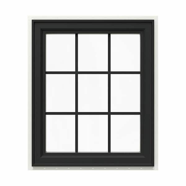 JELD-WEN 30 in. x 36 in. V-4500 Series Bronze FiniShield Vinyl Right-Handed Casement Window with Colonial Grids/Grilles