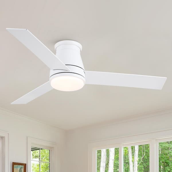 48 in. White Blades Low Profile Ceiling Fans with Light
