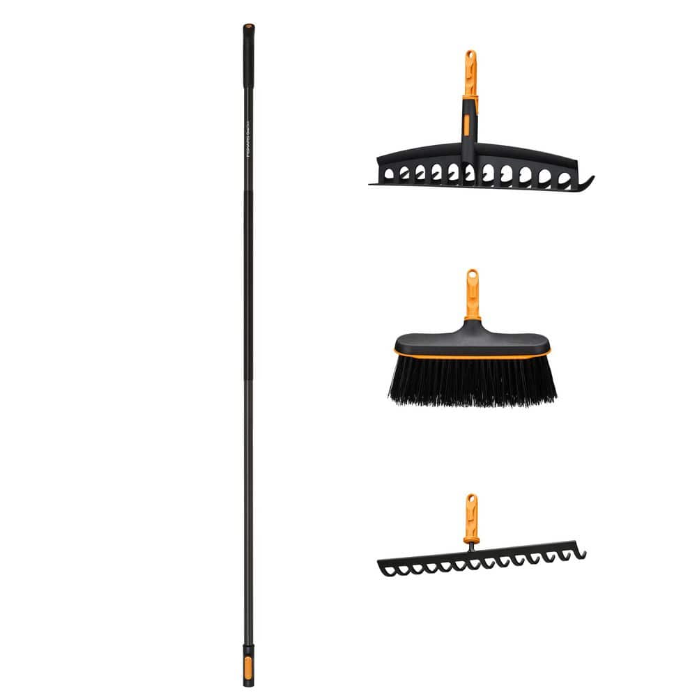 4-Piece OneClick Pole, Soil Rake, Universal Rake, & Broom Garden Tool Set, Garden & Yard Cleanup, Leaf Rake, Patio Broom price history on PriceWatchPro